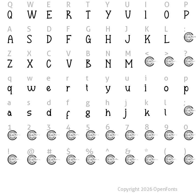Character Map of Riberio Script