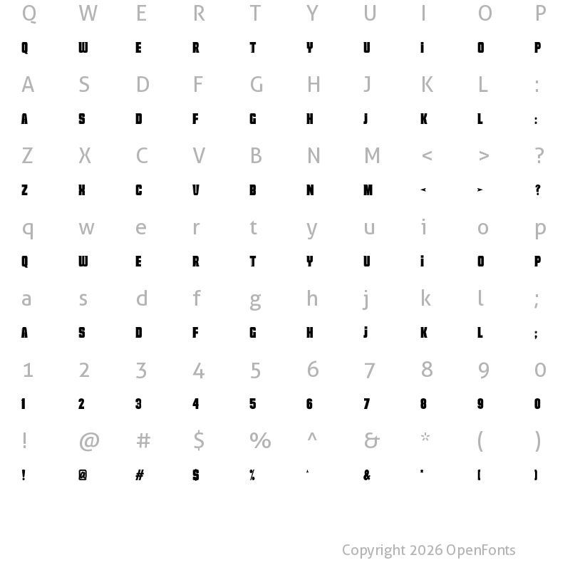 Character Map of Ribheud Regular