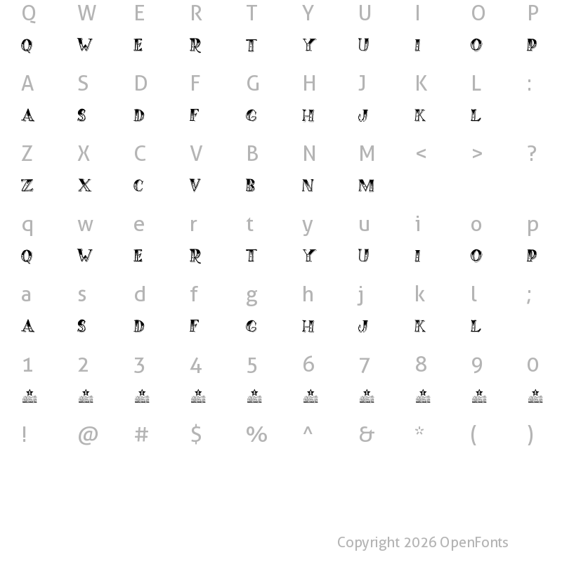 Character Map of RICH THE BARBER PERSONAL USE Regular