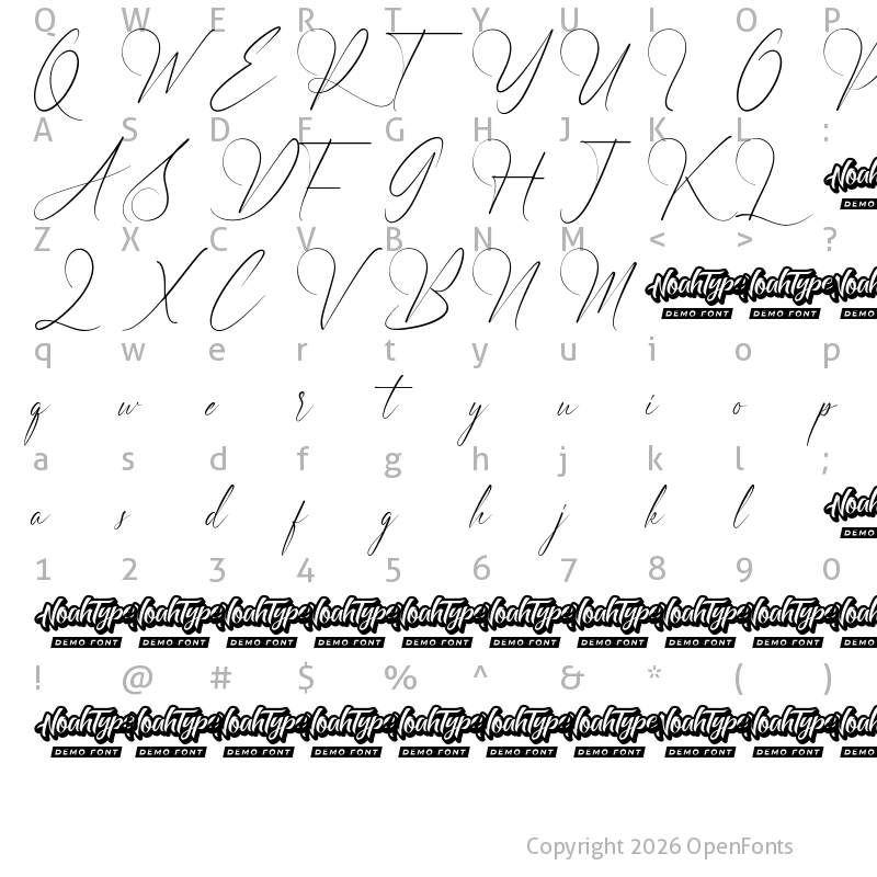 Character Map of Richard Martha Demo Regular