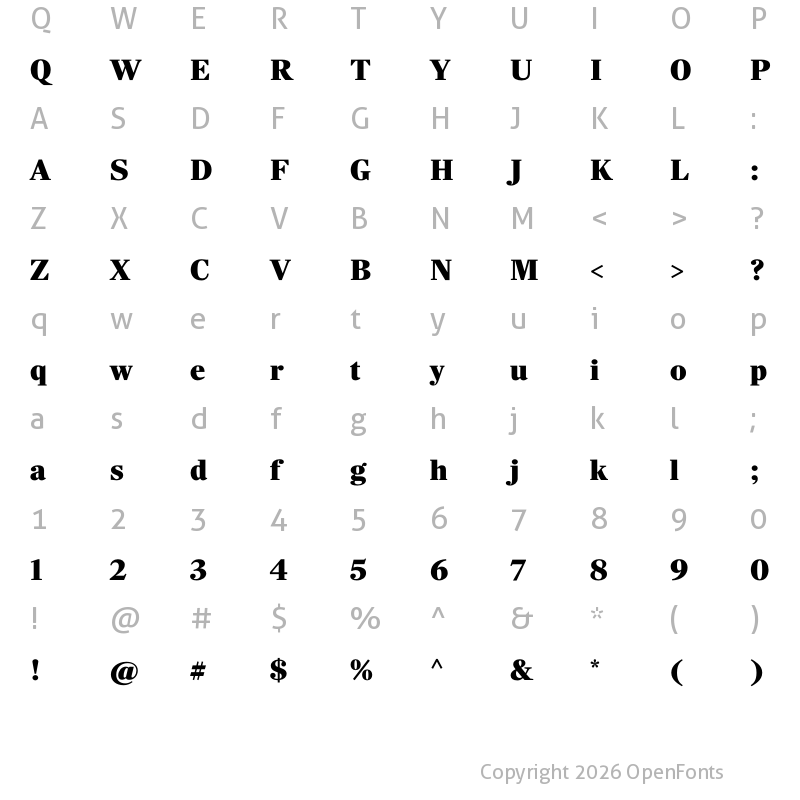 Character Map of Richmond Display Black