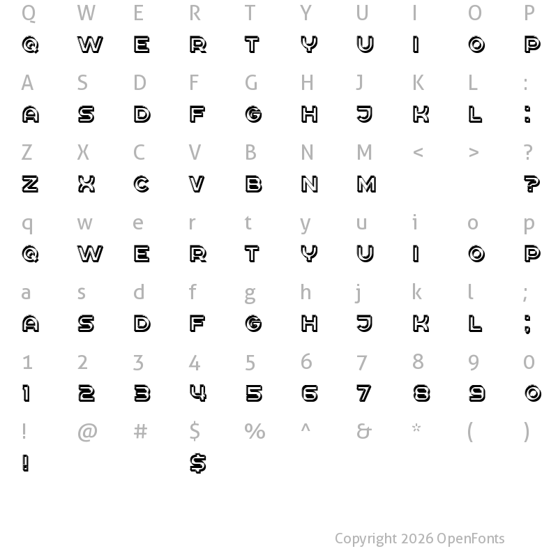 Character Map of Rickrack 3D Regular