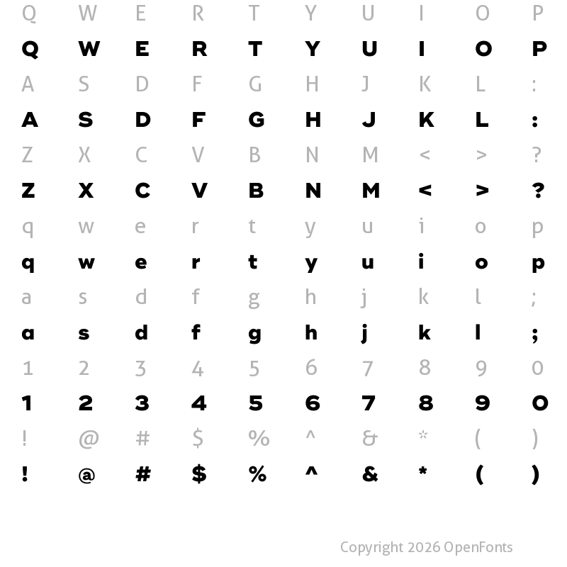 Character Map of Ridley Grotesk ExtraBold