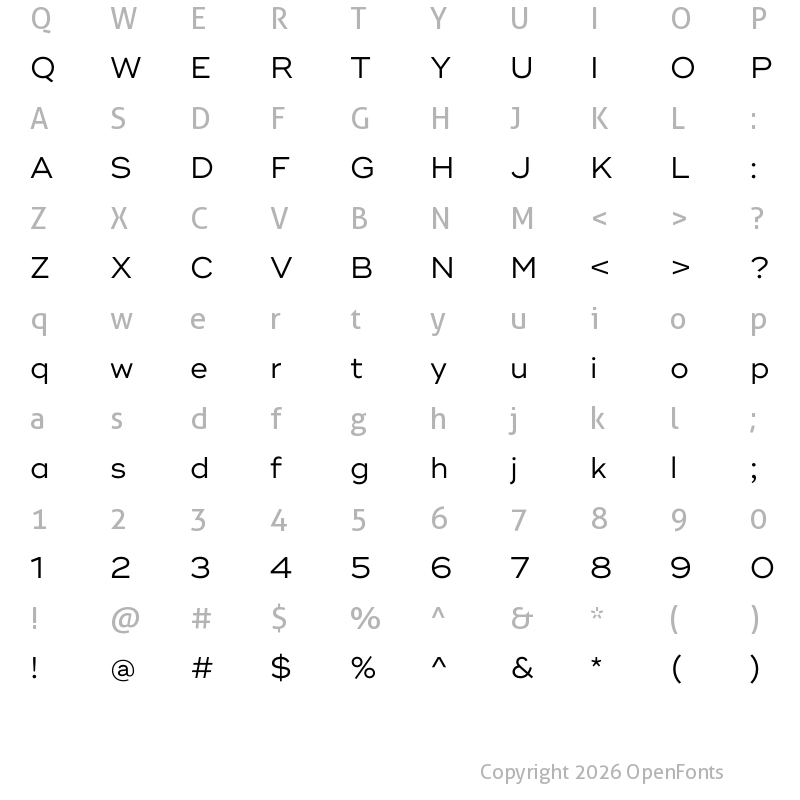 Character Map of Ridley Grotesk Regular