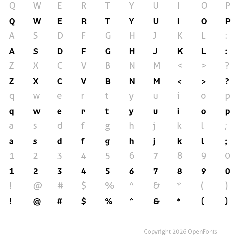 Character Map of Rigby Bold