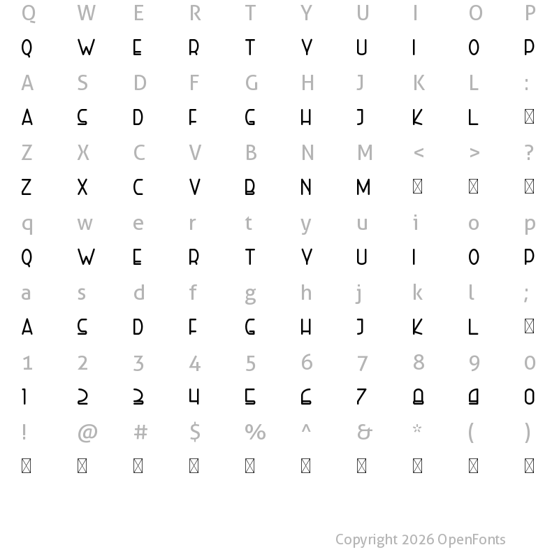 Character Map of Right Hand Extra Bold