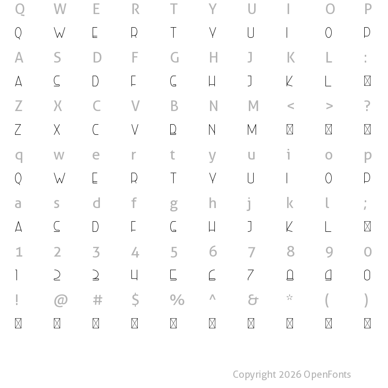 Character Map of Right Hand Light
