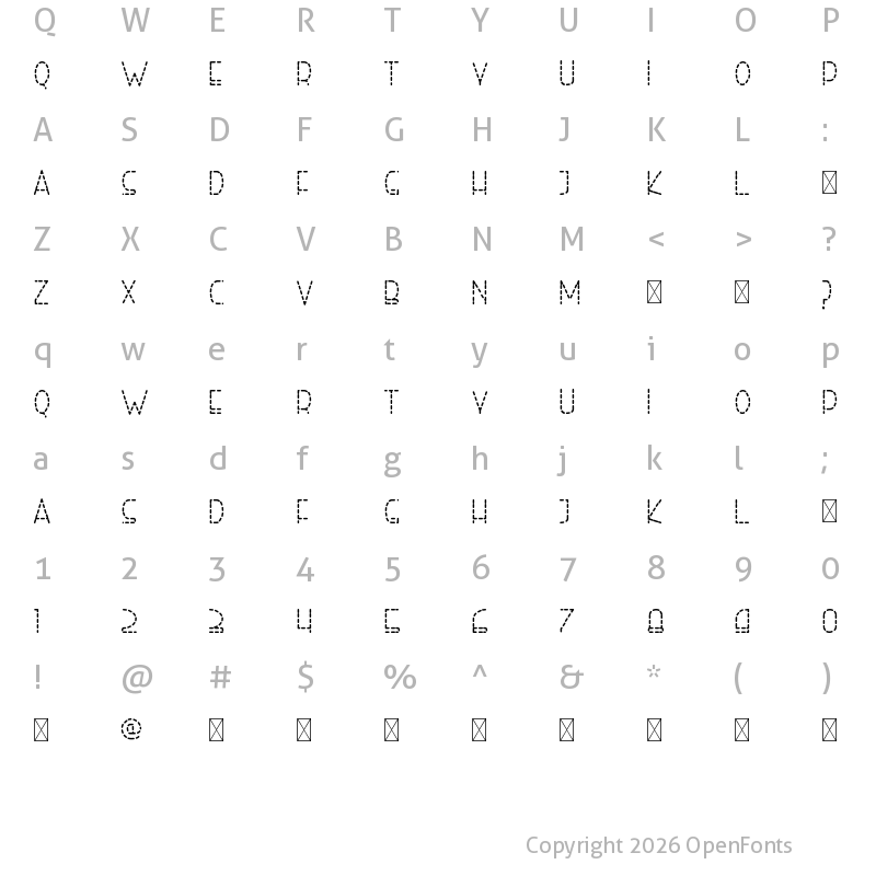 Character Map of Right Hand Regular Dash