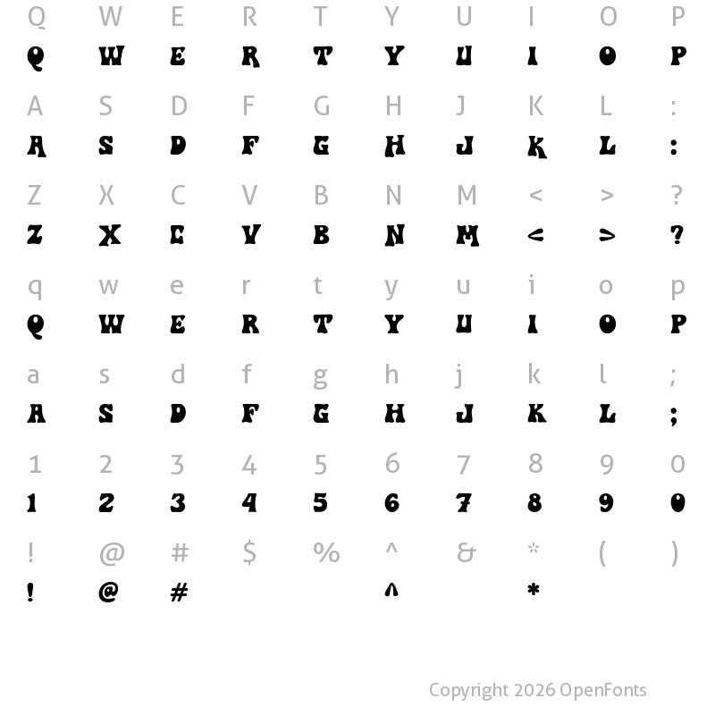 Character Map of Right Song DEMO Regular