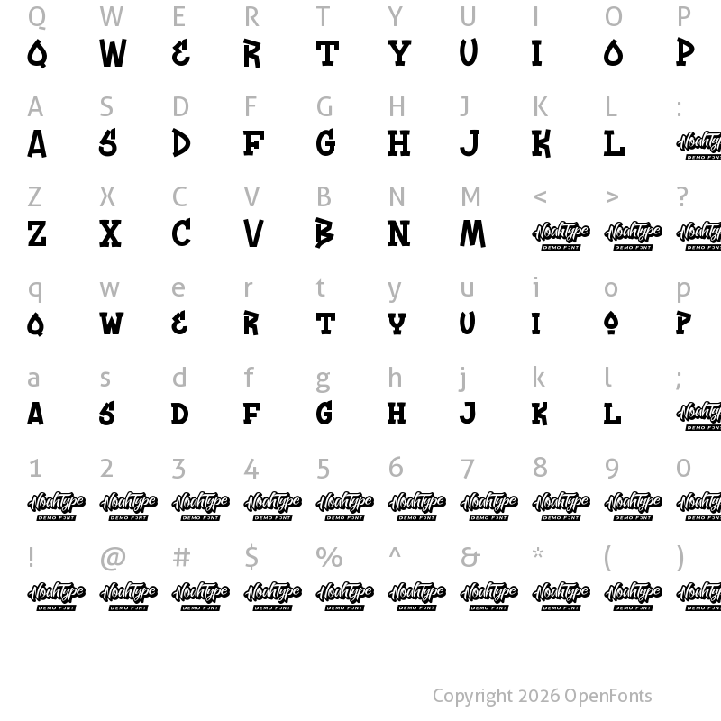 Character Map of Right Stage Demo Regular