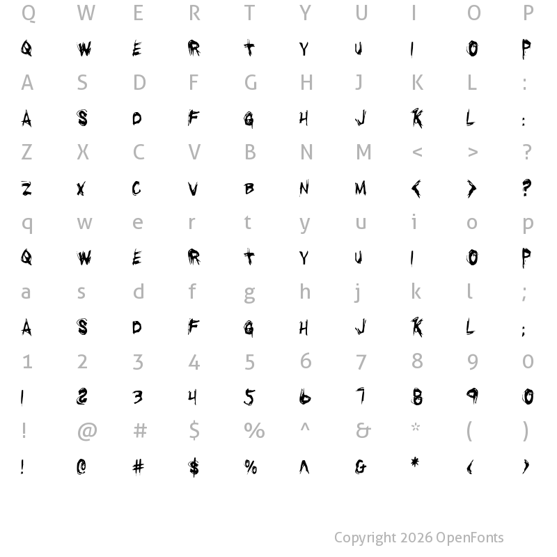 Character Map of Righteous Kill Condensed Condensed