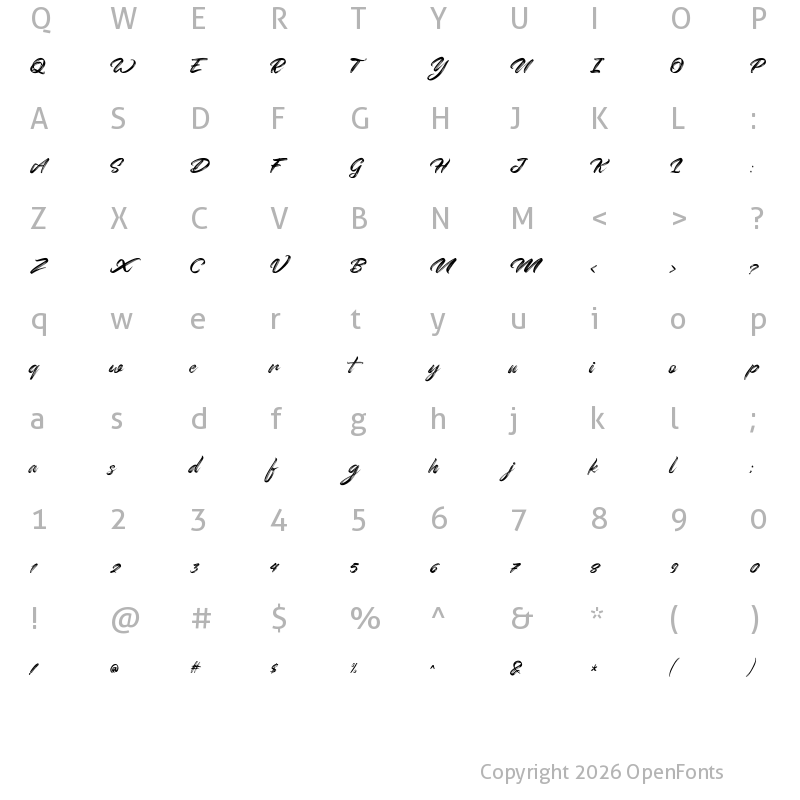 Character Map of Rightside Regular