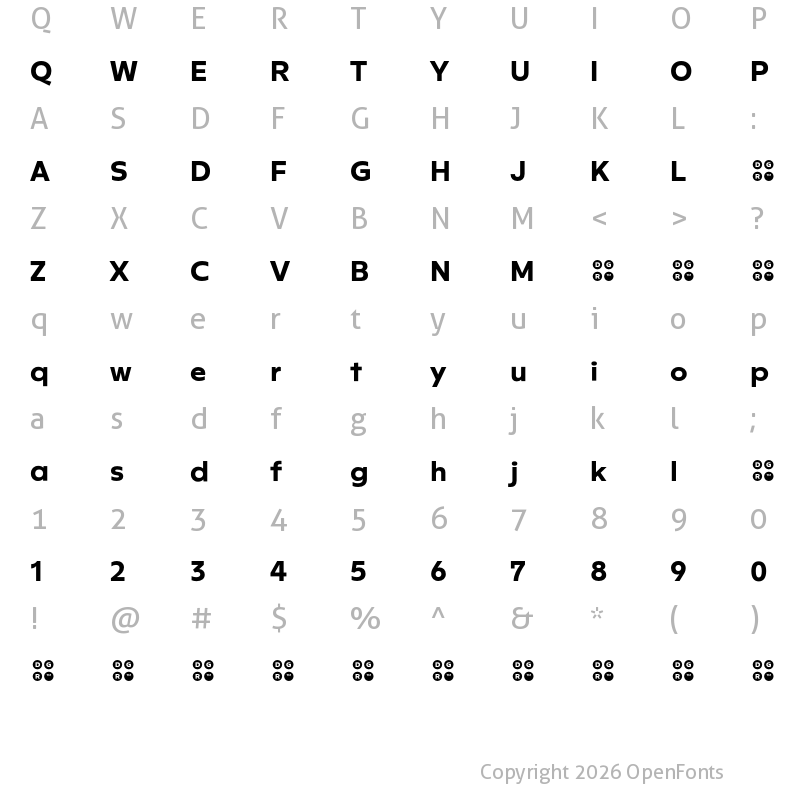 Character Map of Rileno Sans Bold