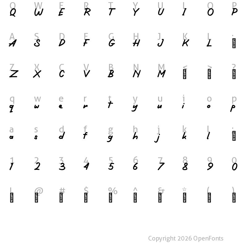 Character Map of Rimbrush Personal Use Regular
