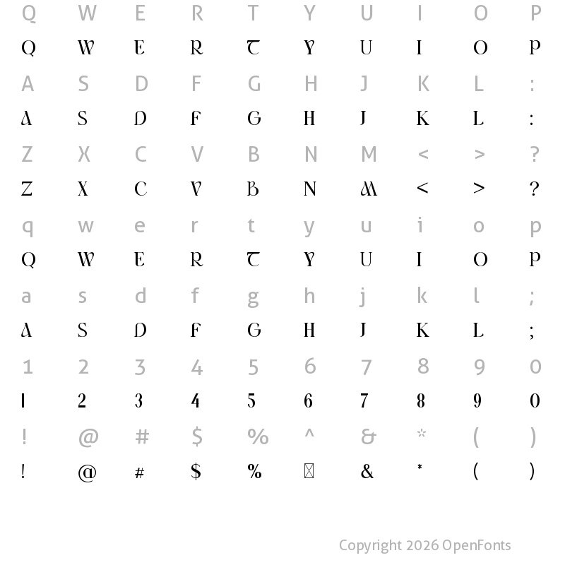 Character Map of Rimogles Regular