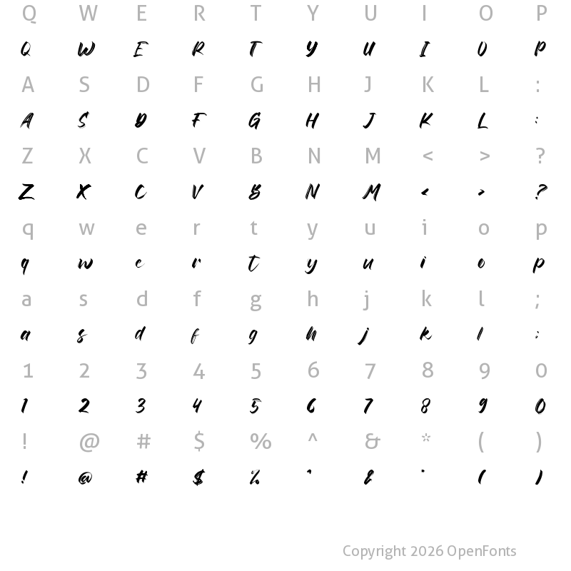 Character Map of Rinjany Regular