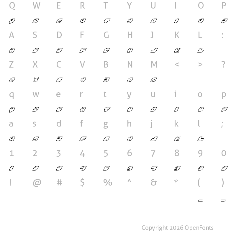 Character Map of Rinosaur Regular