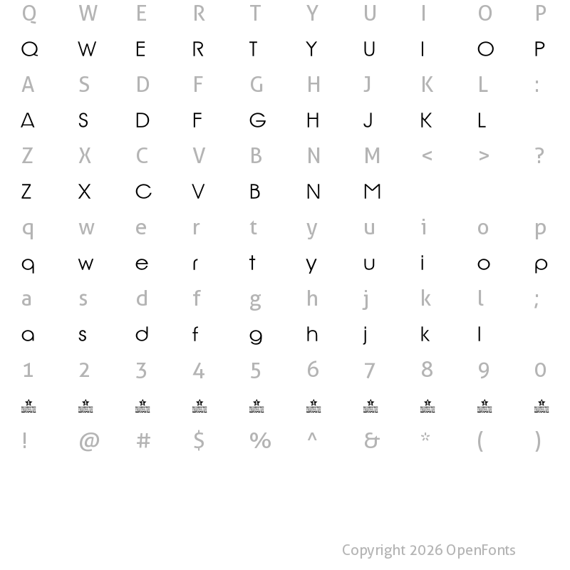 Character Map of Rio Glamour personal use Regular