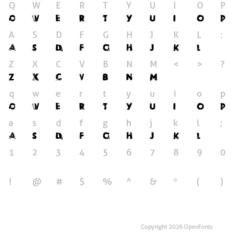 Character Map of Riot Regular