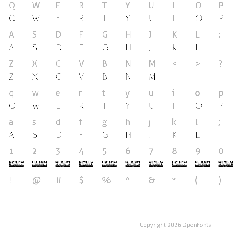 Character Map of Rise of Beauty Demo Light