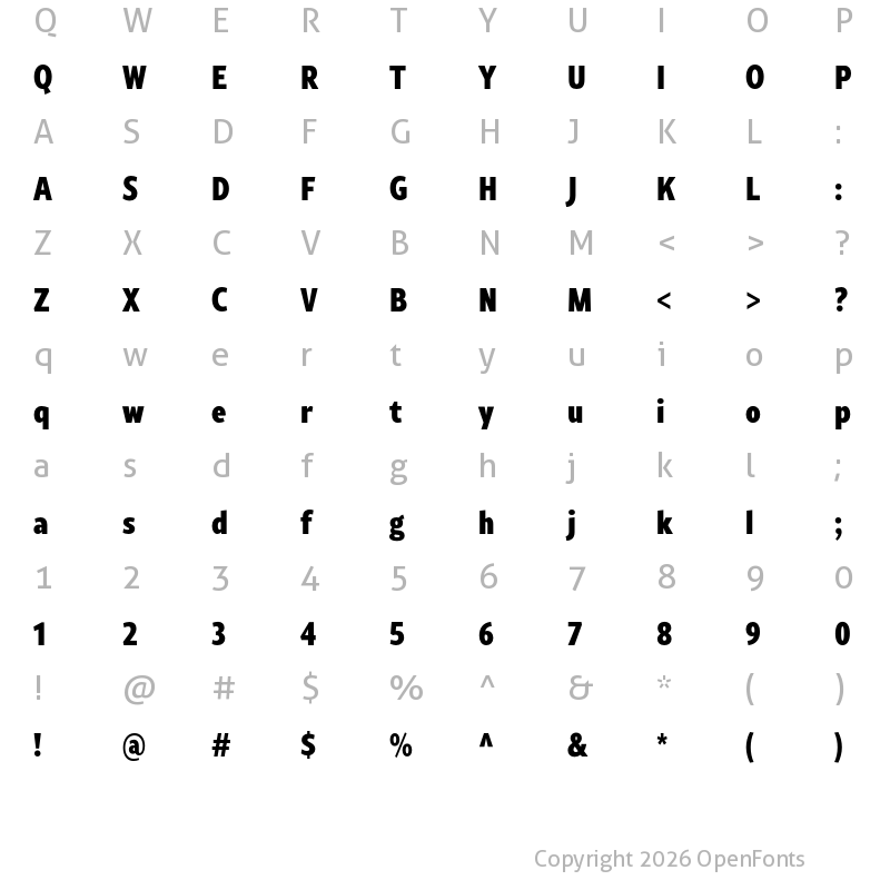 Character Map of Rival Sans Narrow Black