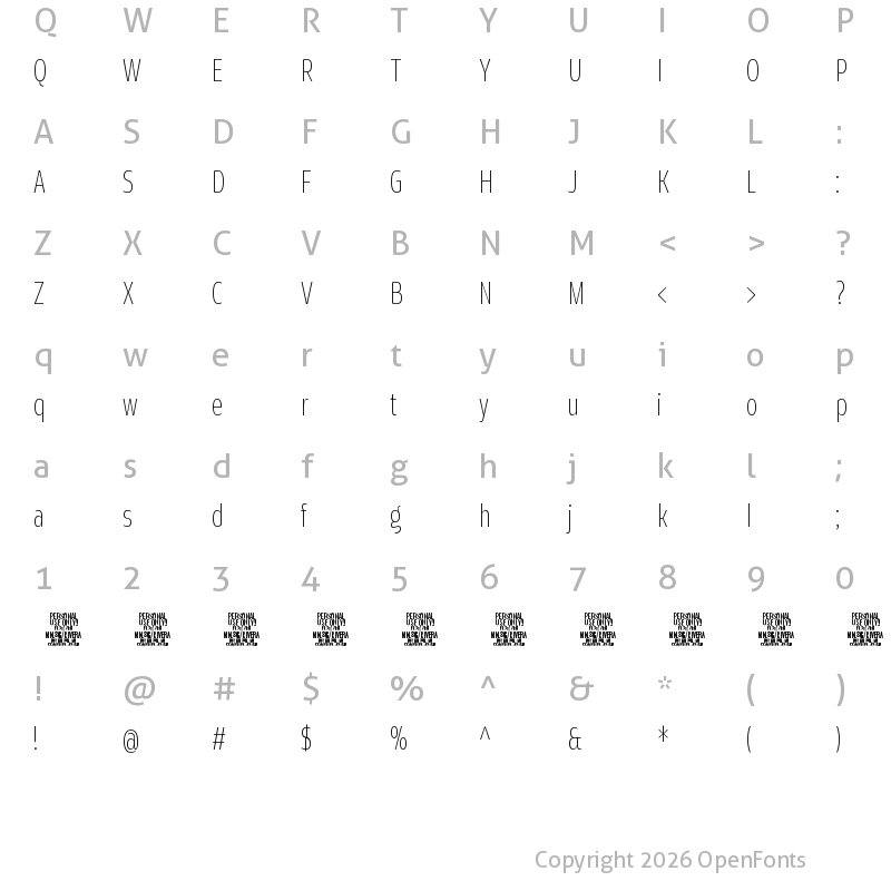 Character Map of Rivera PERSONAL USE ONLY Thin