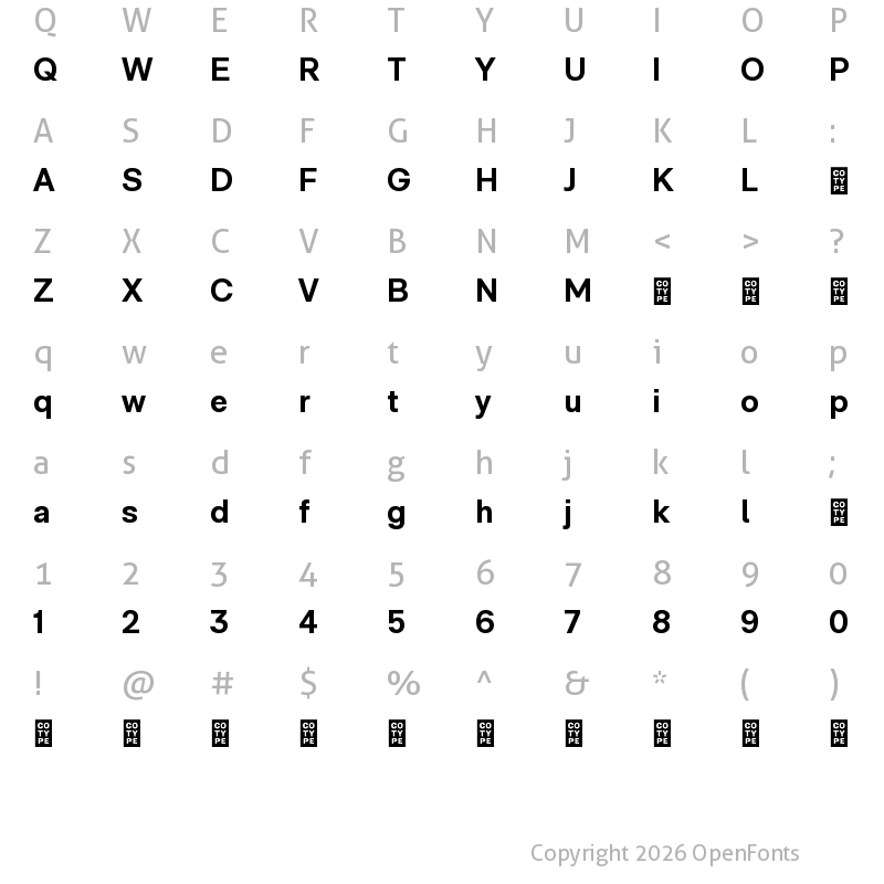 Character Map of RM Neue TRIAL Bold