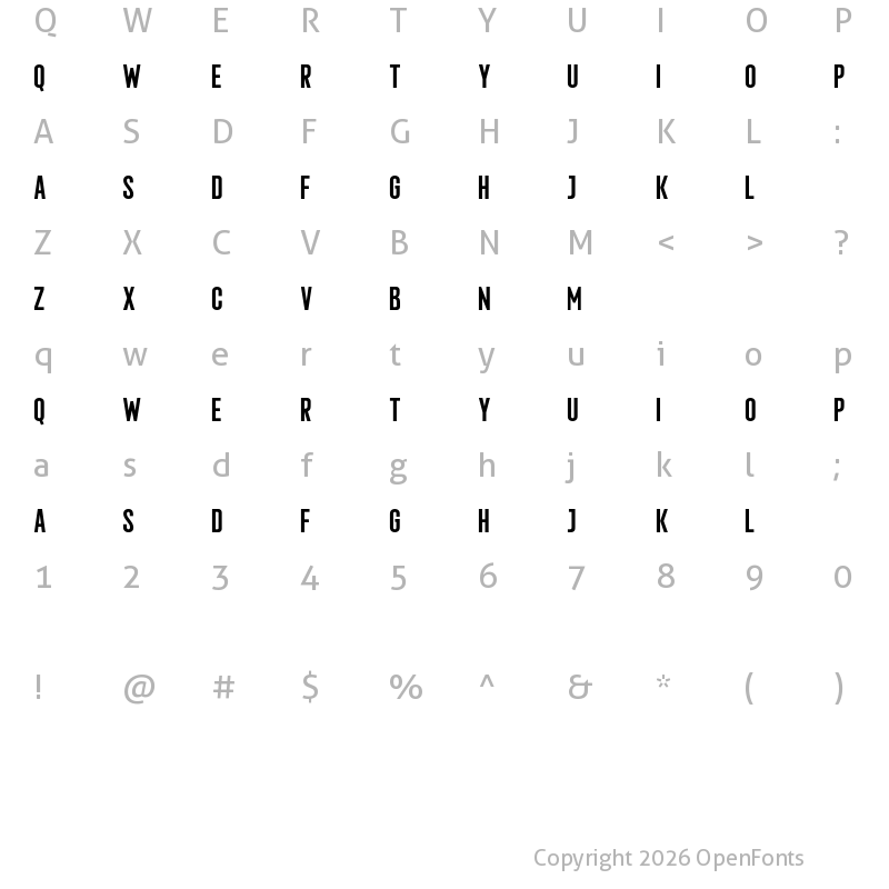 Character Map of Roadbike Regular