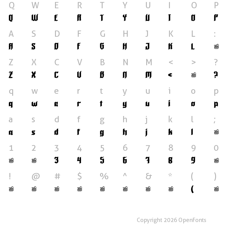Character Map of ROBACK Regular