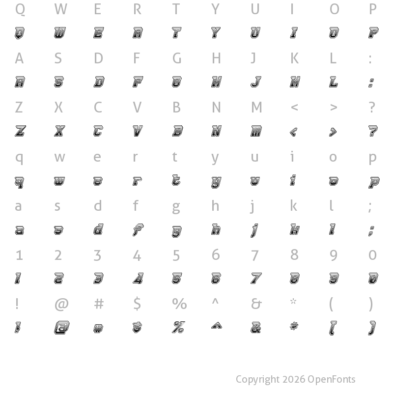 Character Map of Robbie Rocketpants Regular