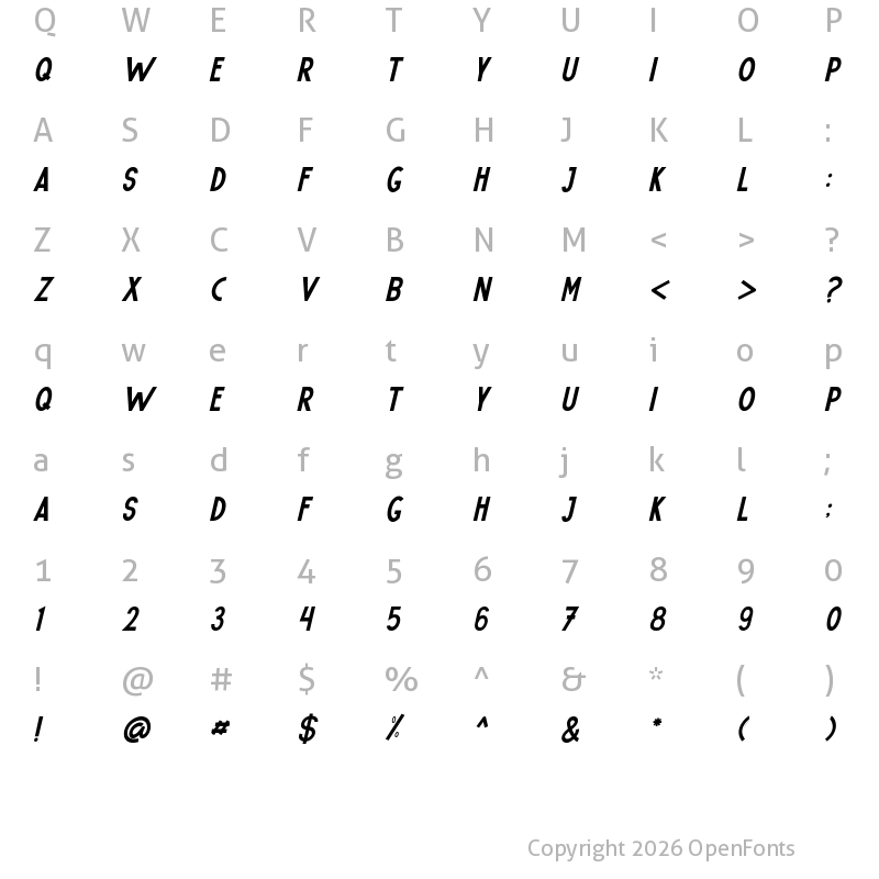 Character Map of Roberto Italic