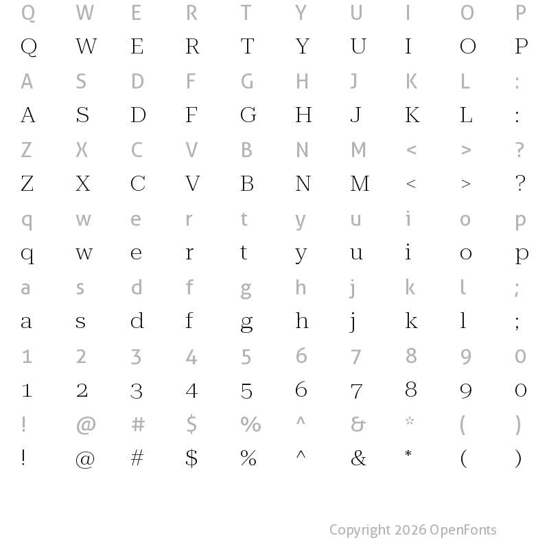 Character Map of Roboto Serif 120pt Expanded ExtraLight