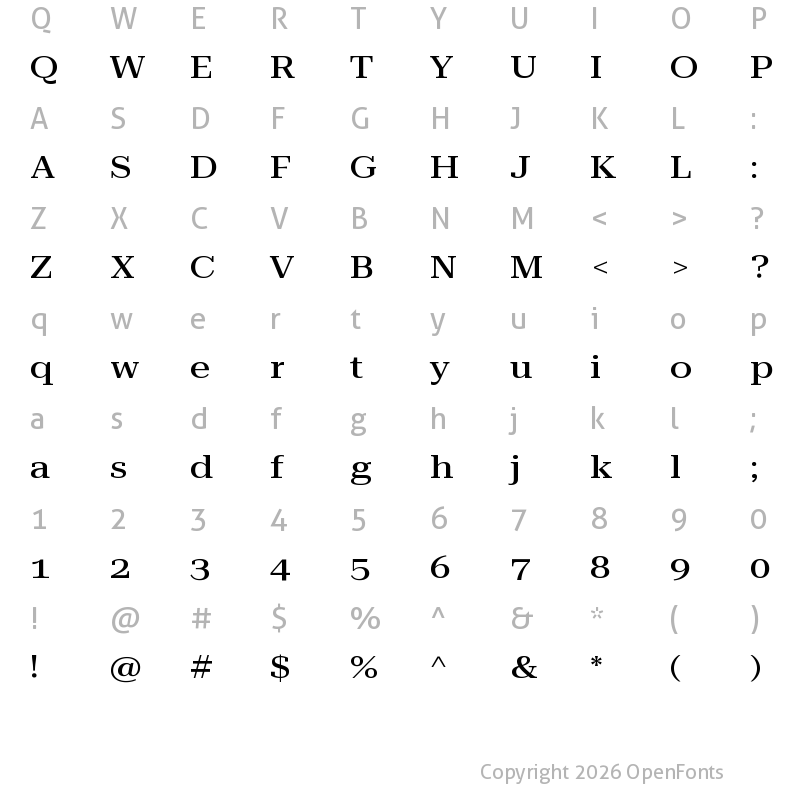 Character Map of Roboto Serif 120pt ExtraExpanded Medium