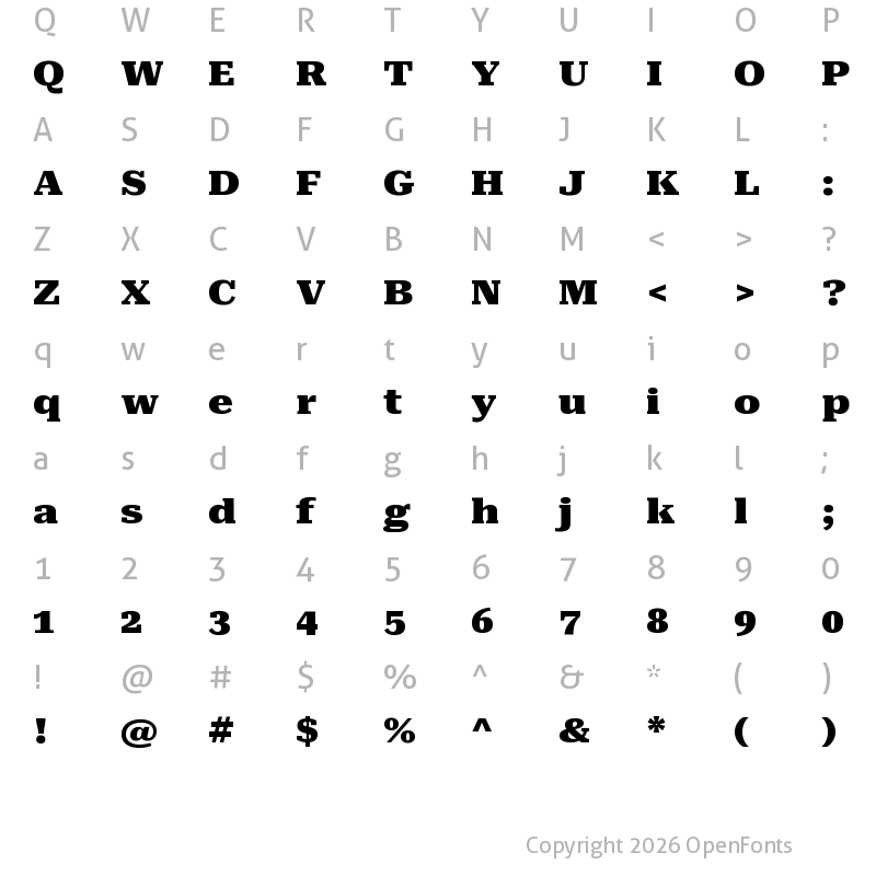 Character Map of Roboto Serif ExtraExpanded Black