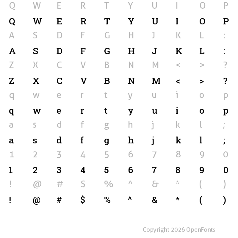 Character Map of Roboto Slab Medium