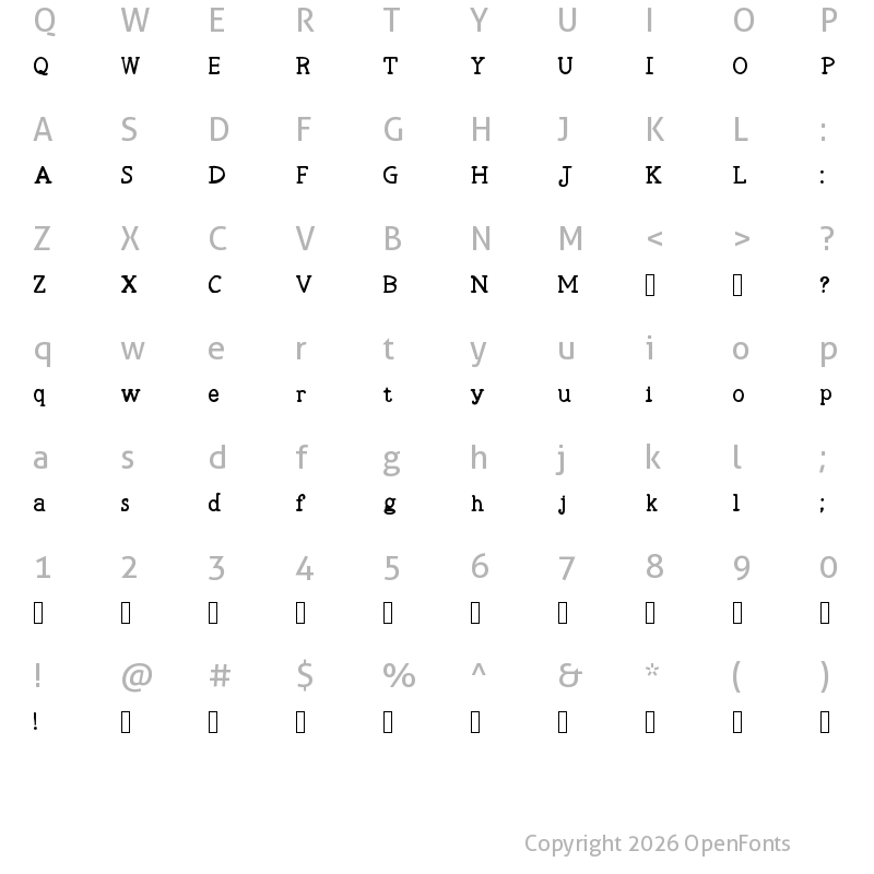 Character Map of Robs Typewriter Regular