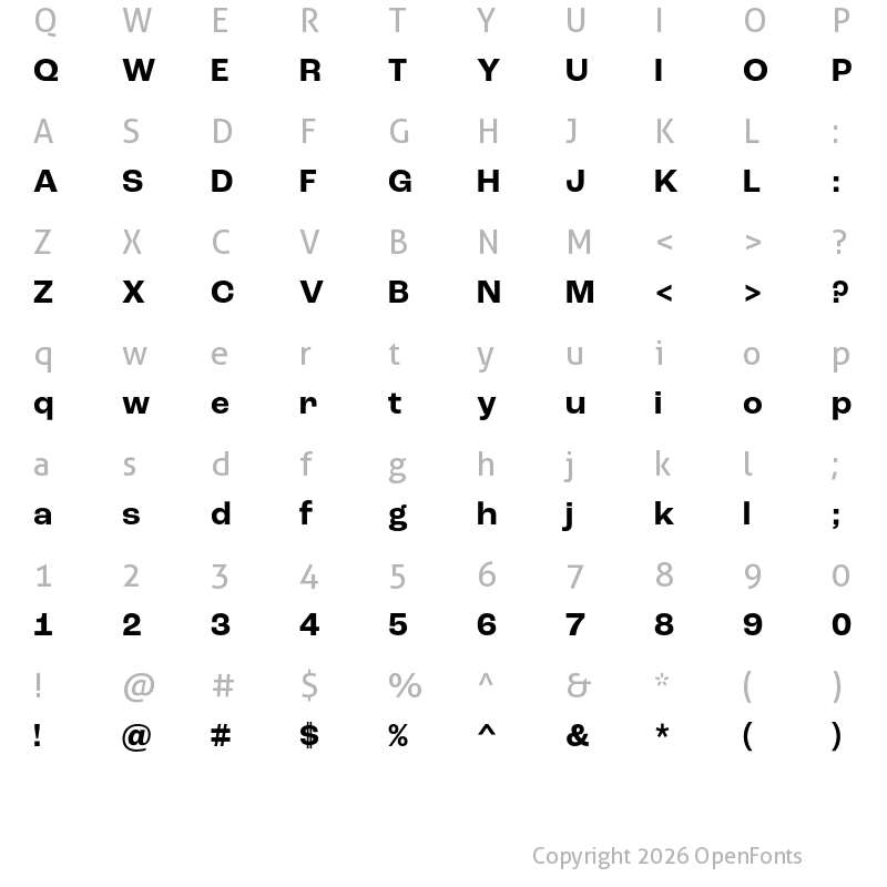 Character Map of Roc Grotesk Bold