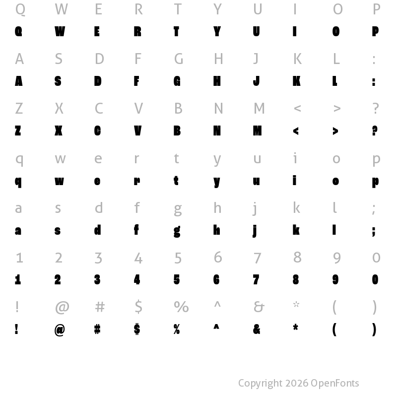 Character Map of Roc Grotesk Compressed Heavy