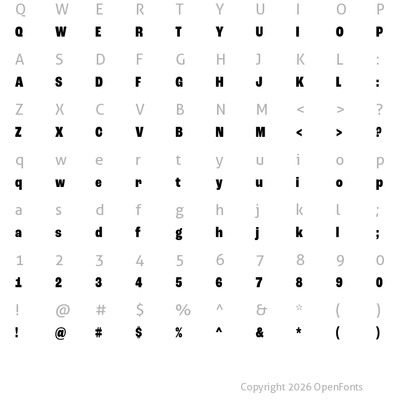 Character Map of Roc Grotesk Condensed ExtraBold