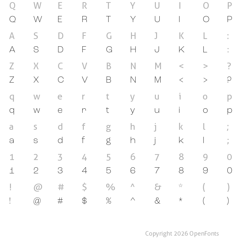 Character Map of Roc Grotesk ExtraLight