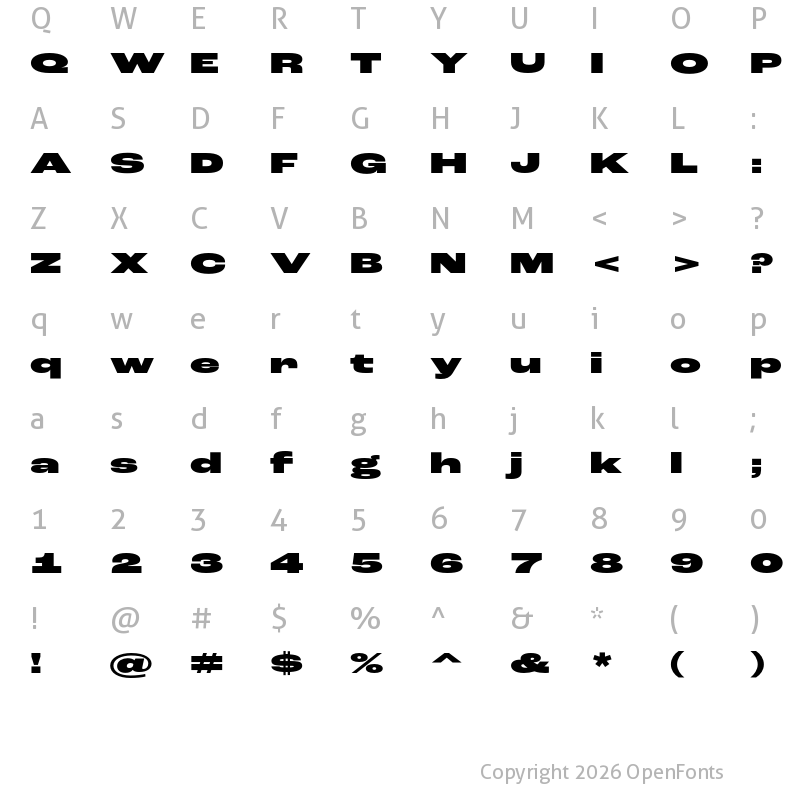 Character Map of Roc Grotesk ExtraWide Black