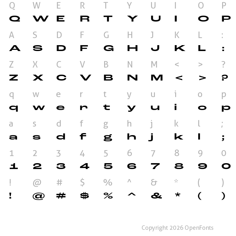 Character Map of Roc Grotesk ExtraWide Bold