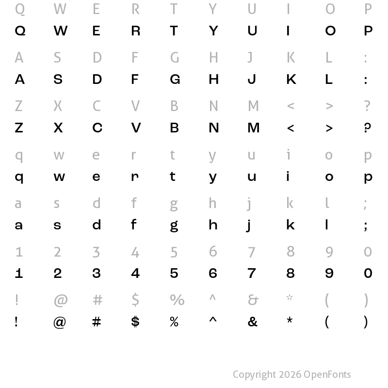 Character Map of Roc Grotesk Medium