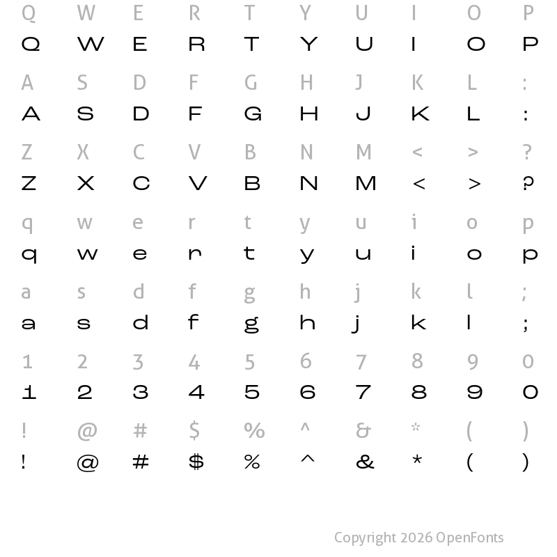 Character Map of Roc Grotesk Wide