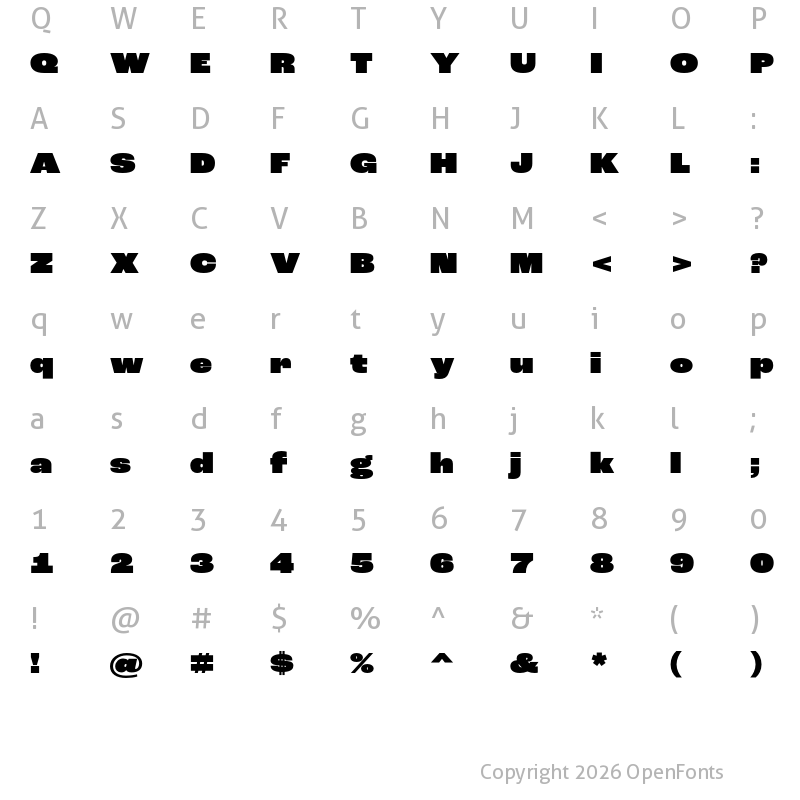 Character Map of Roc Grotesk Wide Heavy