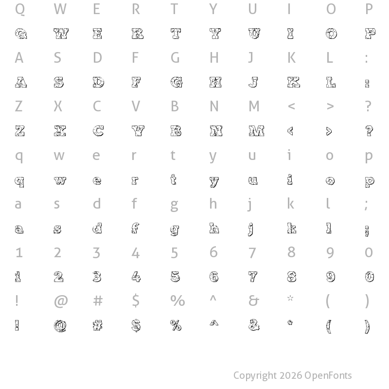 Character Map of ROCK-ON Shadowed Demo Regular