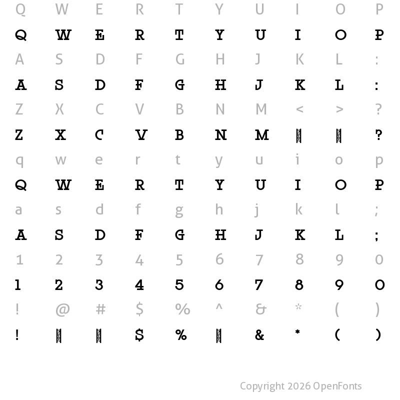 Character Map of Rock Titling DemiBold Trial