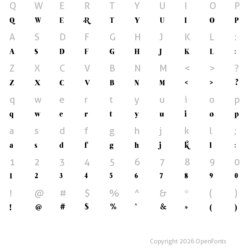 Character Map of Rockabye Regular