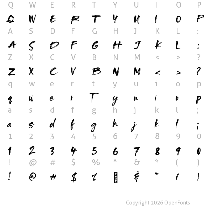 Character Map of Rocked ALT Regular