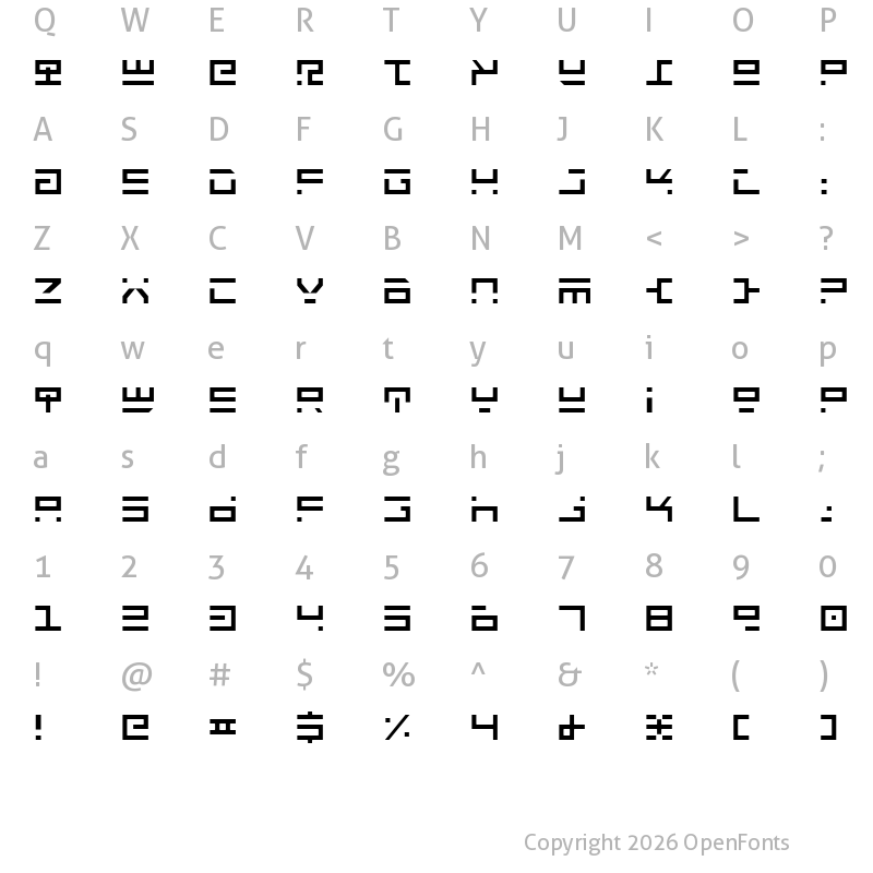 Character Map of Rocket Type Light Light